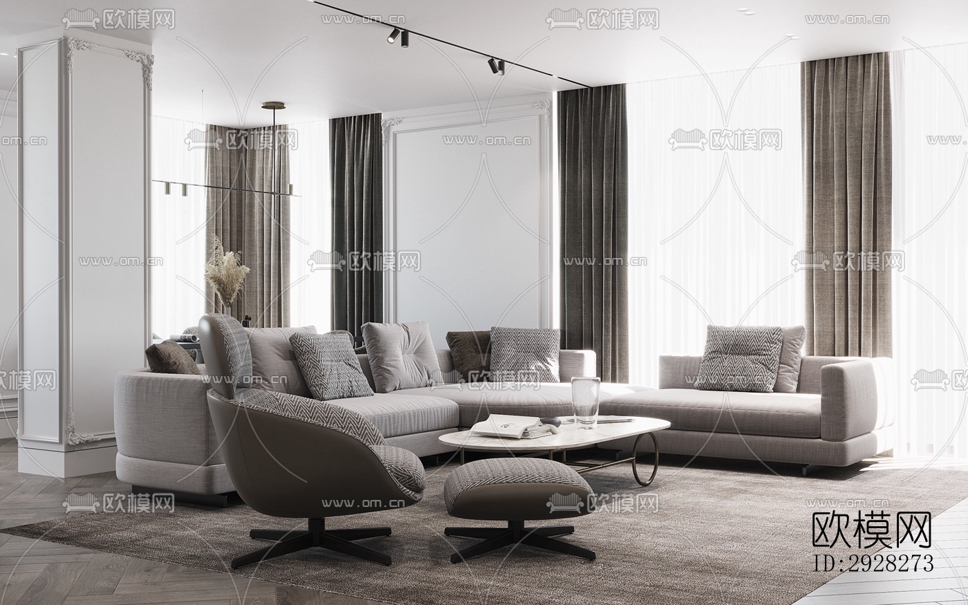 欧式平层效果图下载（渲染图9）