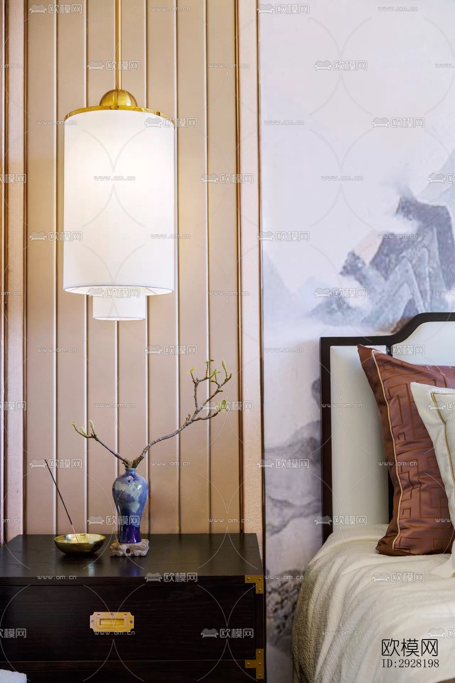 新中式平层效果图下载（渲染图5）