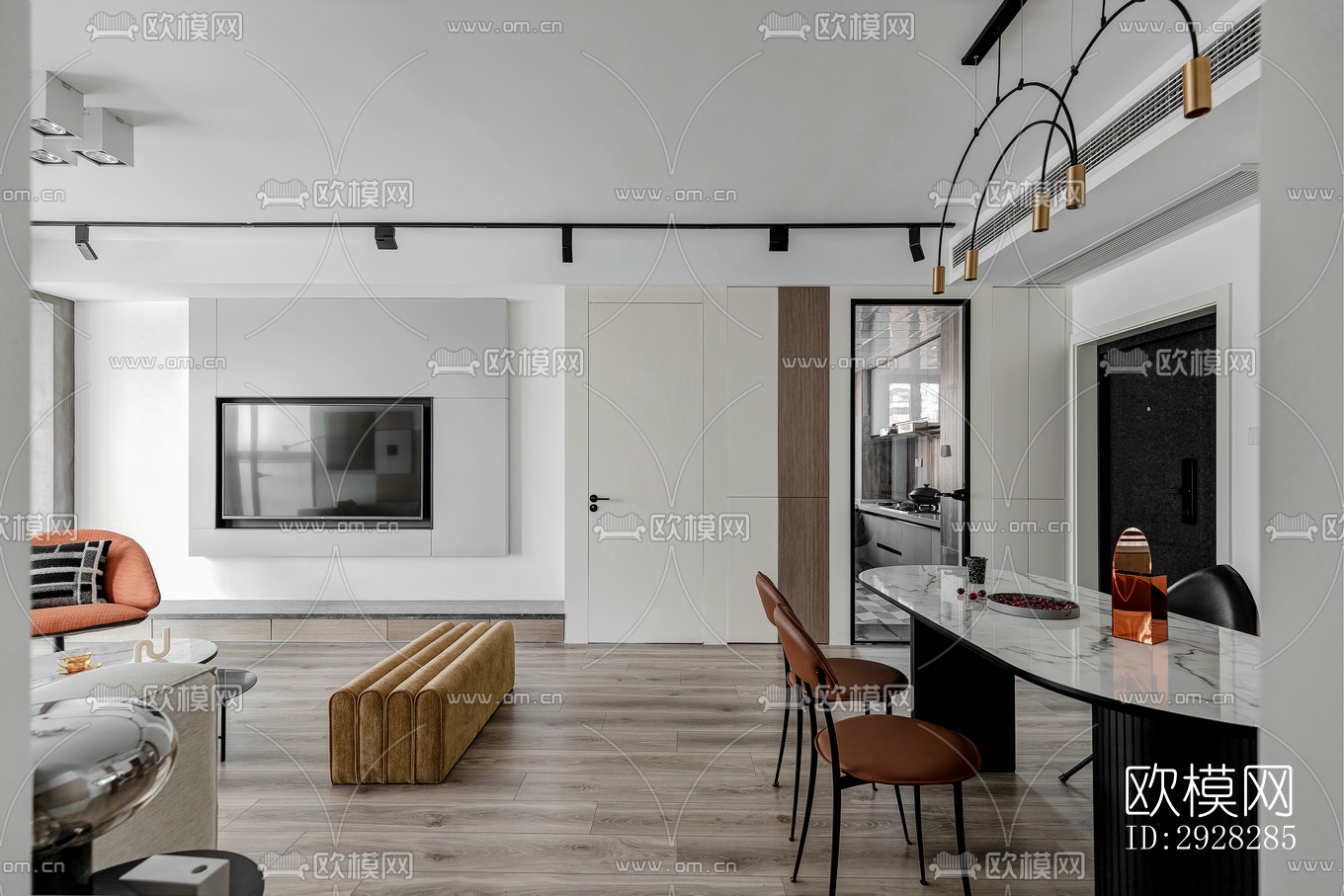 现代平层效果图下载（渲染图12）