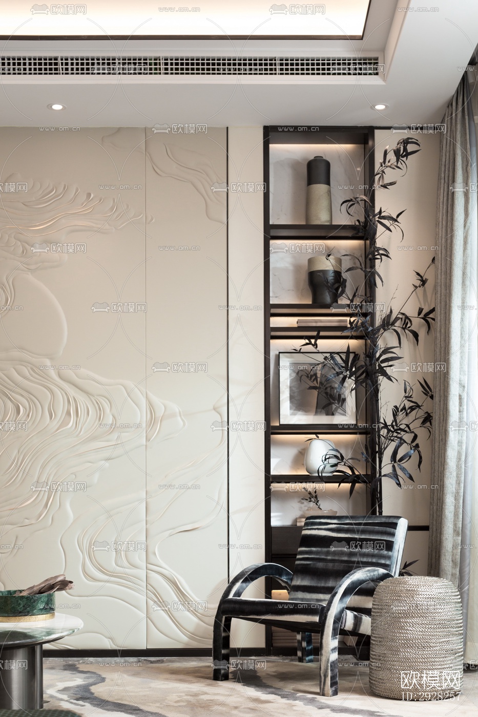 新中式平层效果图下载（渲染图13）