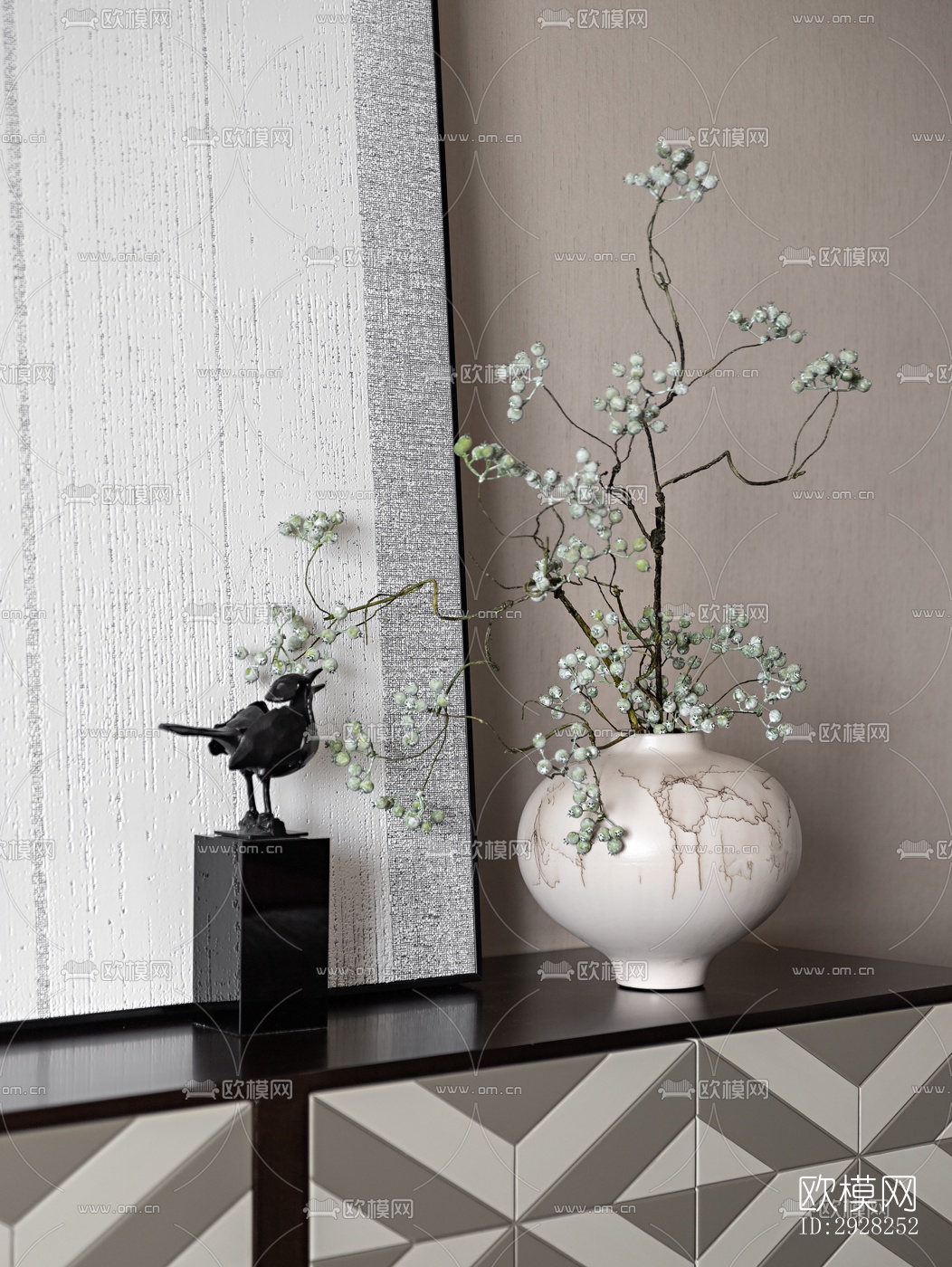 新中式平层效果图下载（渲染图5）