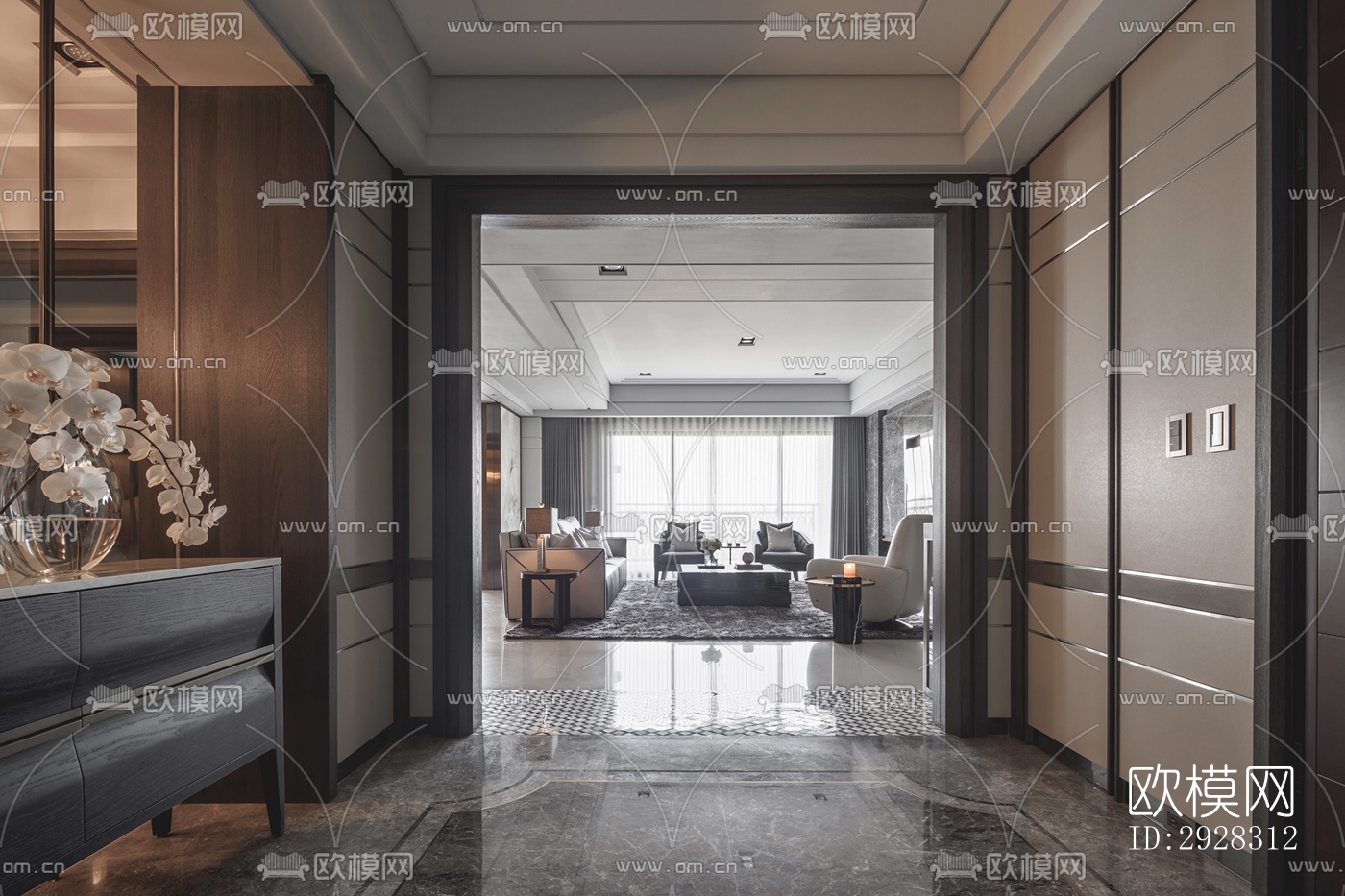 现代平层效果图下载（渲染图11）