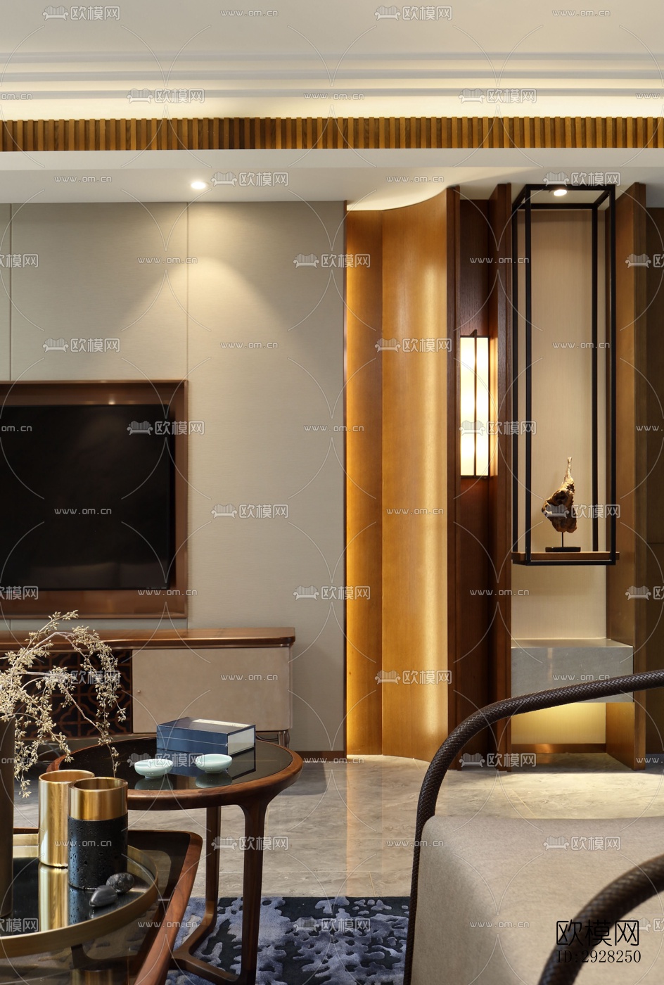 新中式平层效果图下载（渲染图11）