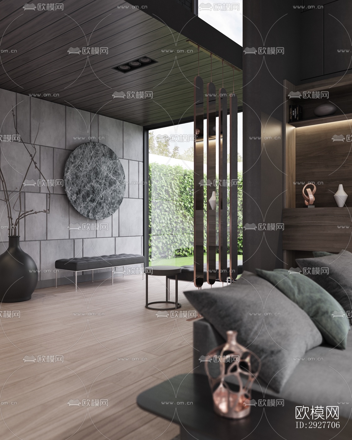 高级灰别墅效果图下载（渲染图16）