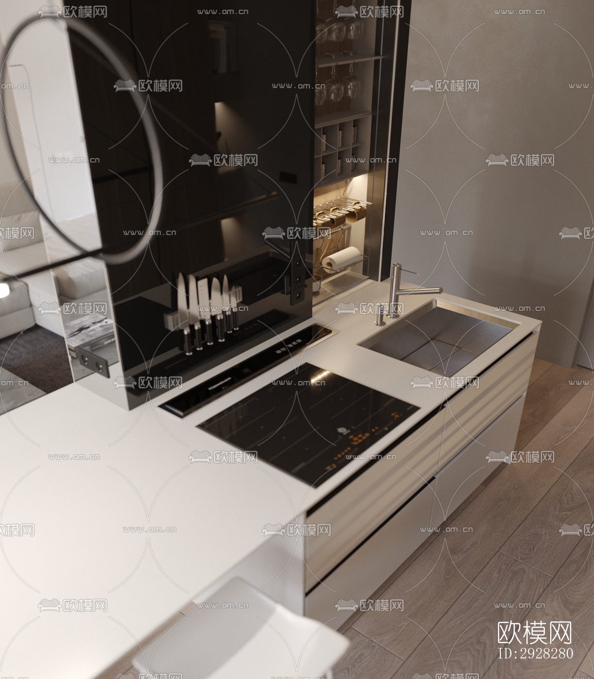 现代平层效果图下载（渲染图3）