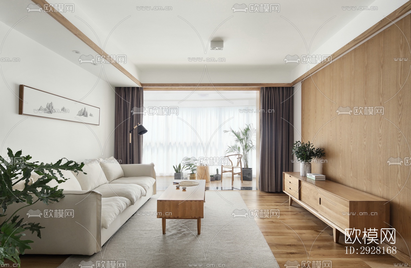 新中式平层效果图下载（渲染图10）