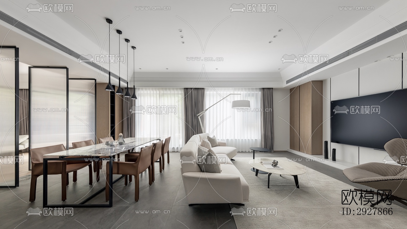 现代复式效果图下载（渲染图16）