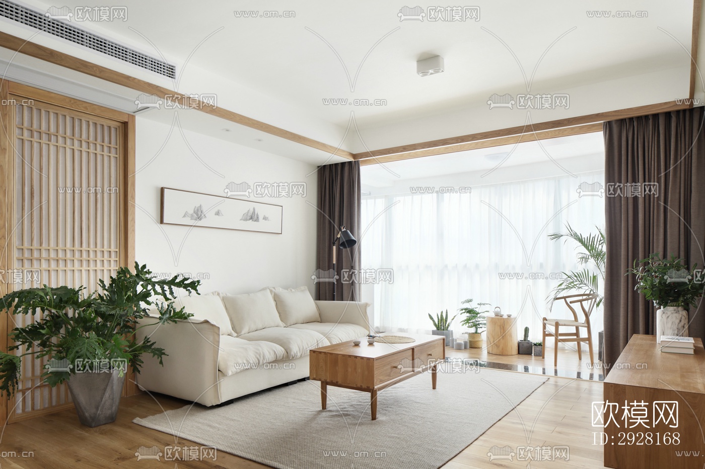 新中式平层效果图下载（渲染图11）