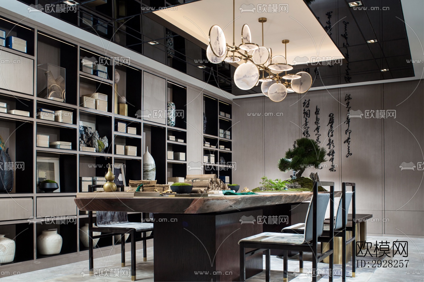 新中式平层效果图下载（渲染图16）