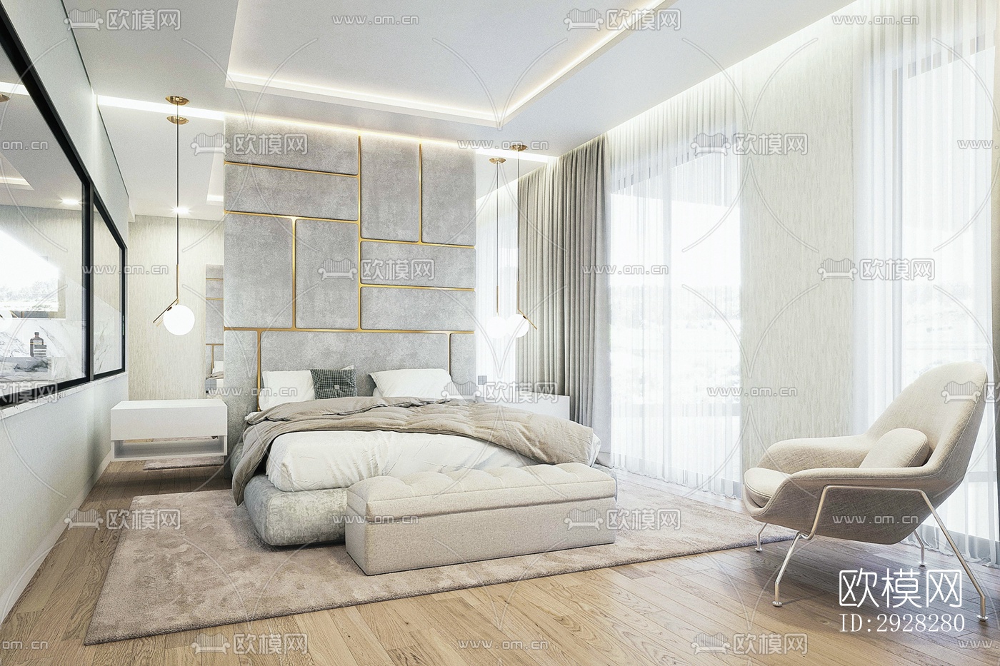 现代平层效果图下载（渲染图4）