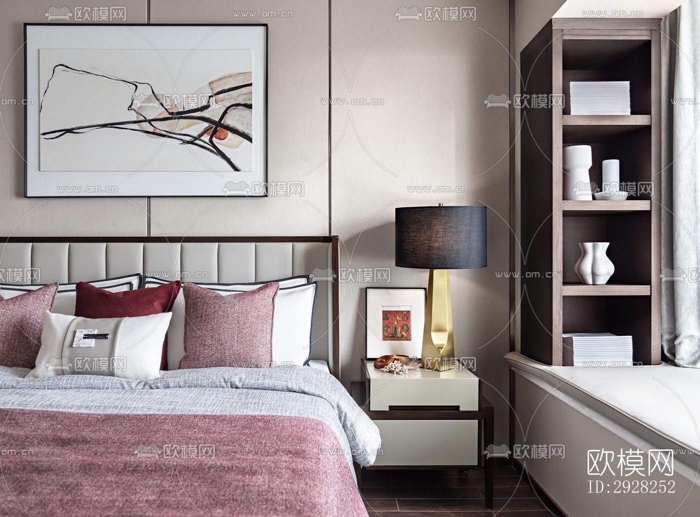 新中式平层效果图下载（渲染图4）