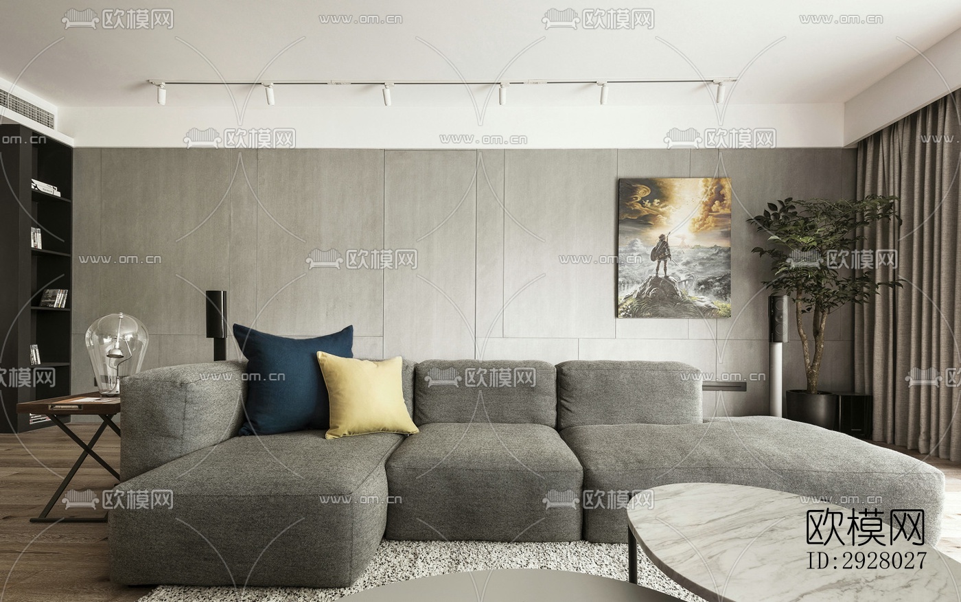 现代公寓效果图下载（渲染图1）