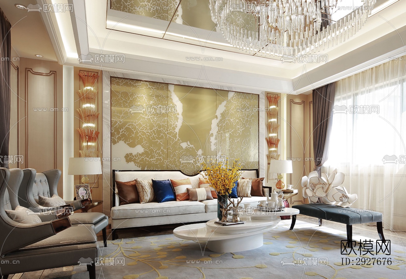 新中式别墅效果图下载（渲染图3）