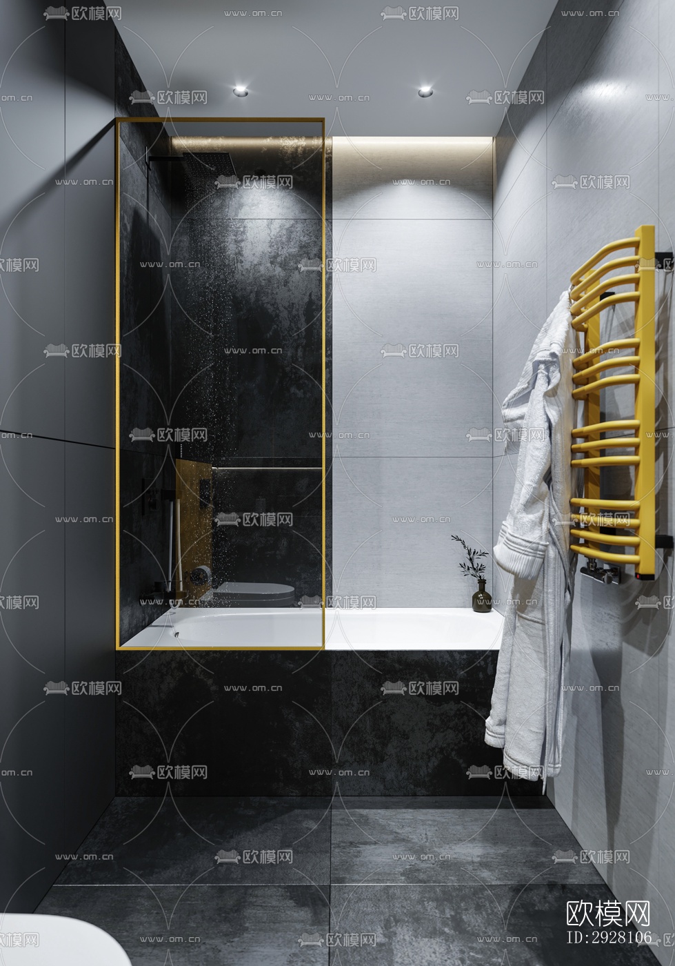 高级灰公寓效果图下载（渲染图4）