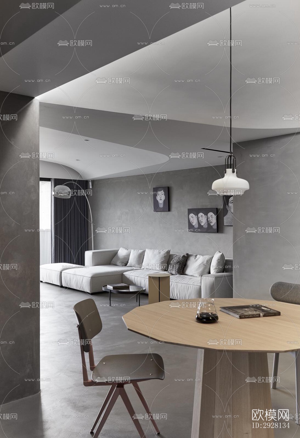 侘寂平层效果图下载（渲染图1）