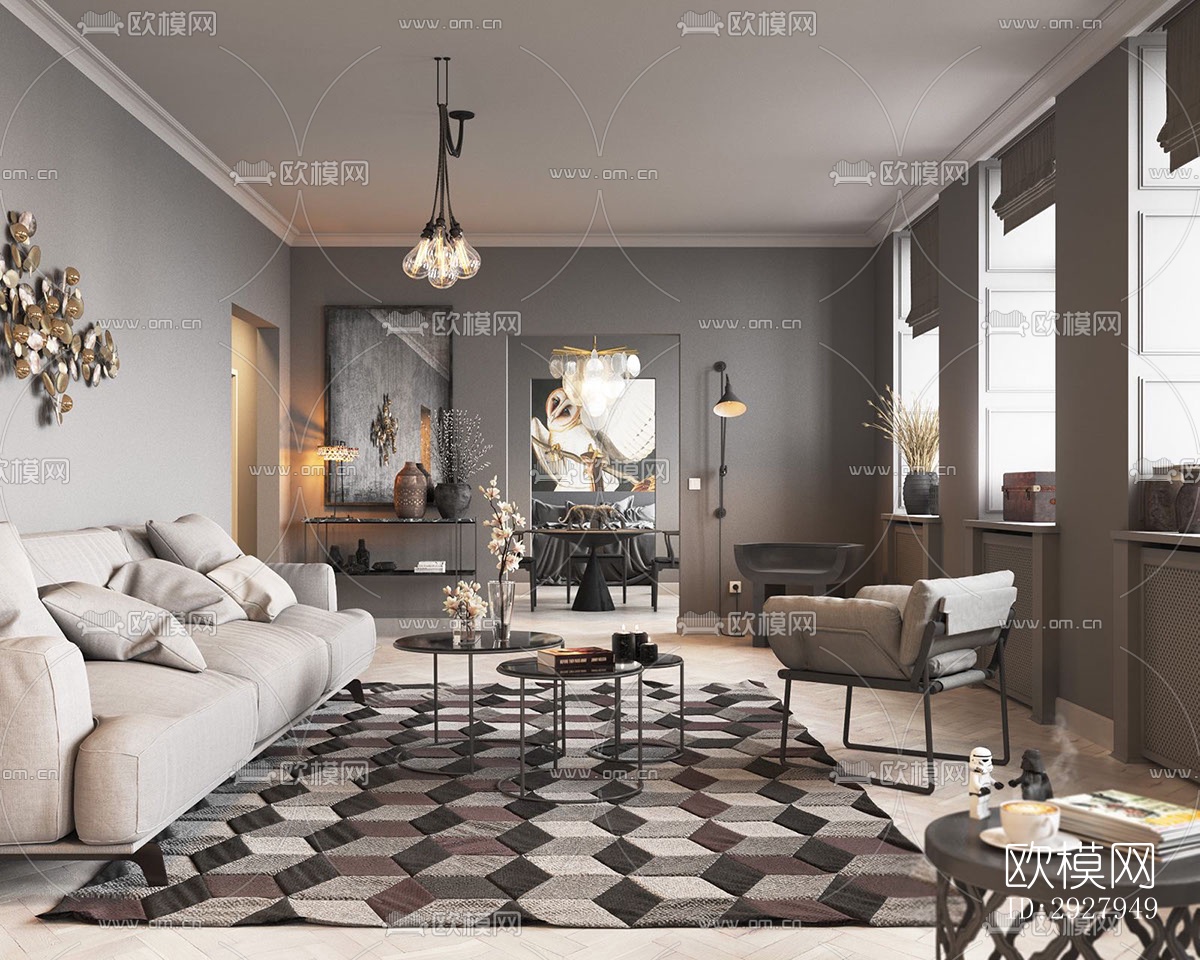 后现代公寓效果图下载（渲染图1）