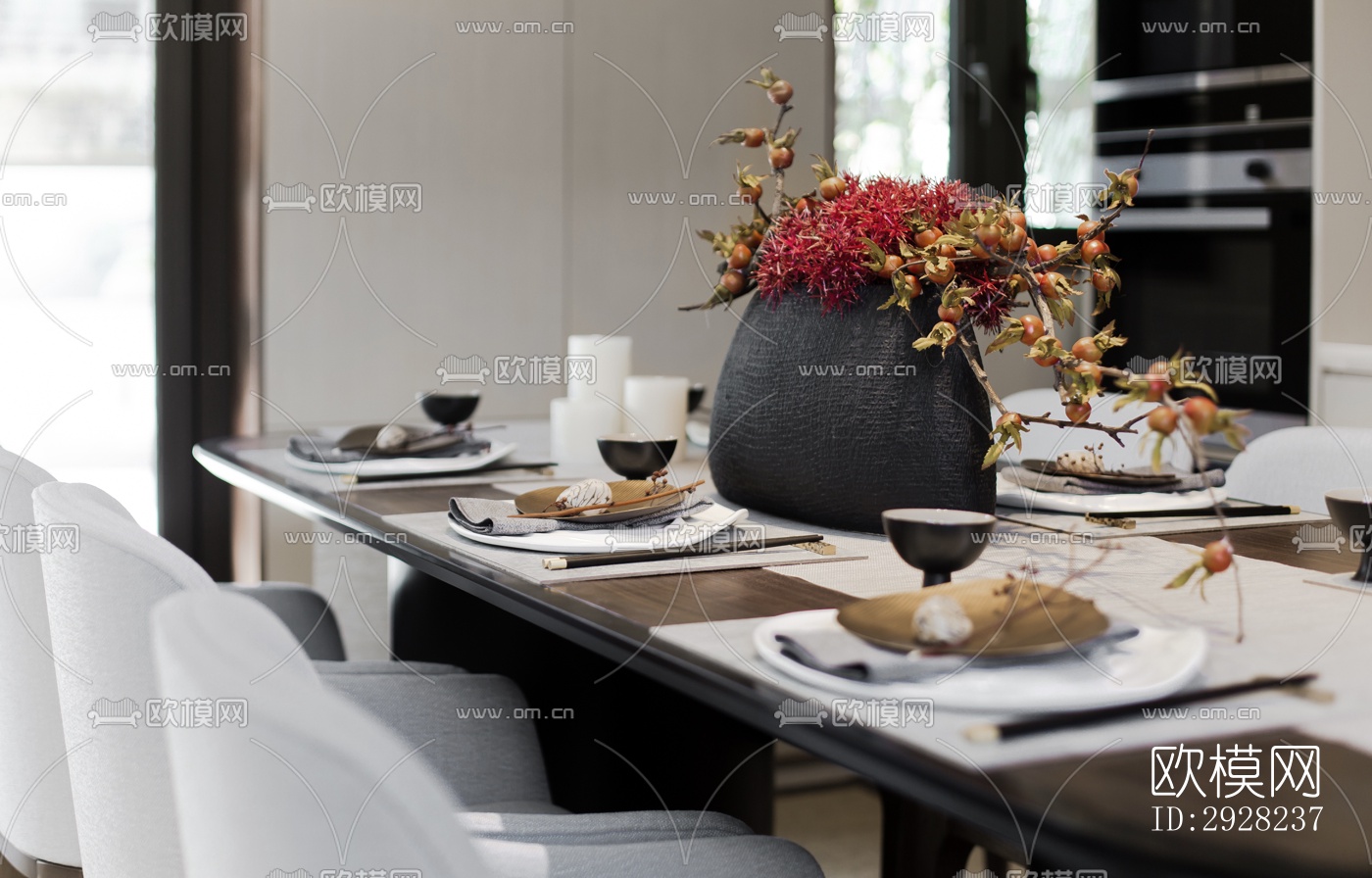 新中式平层效果图下载（渲染图8）