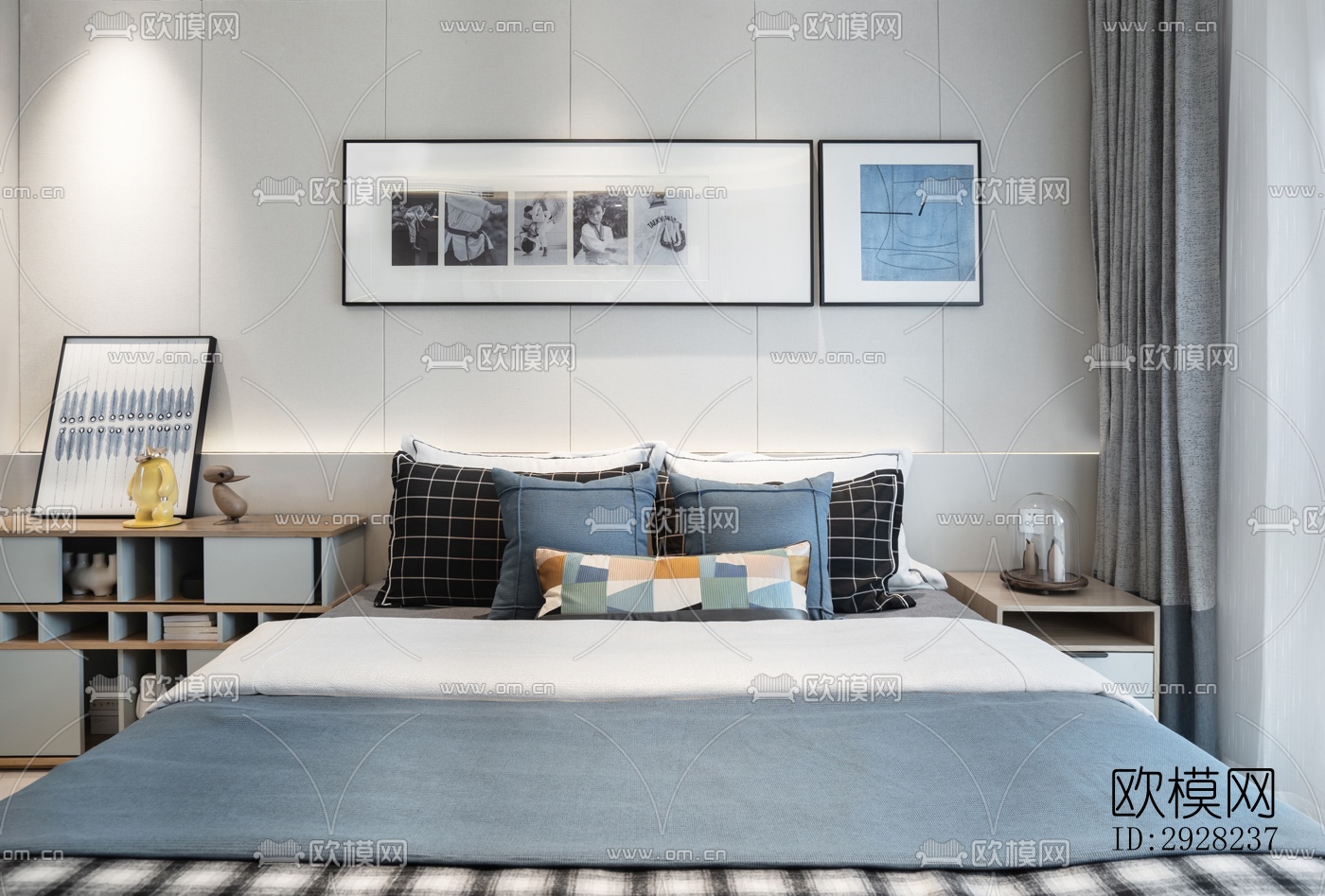 新中式平层效果图下载（渲染图10）