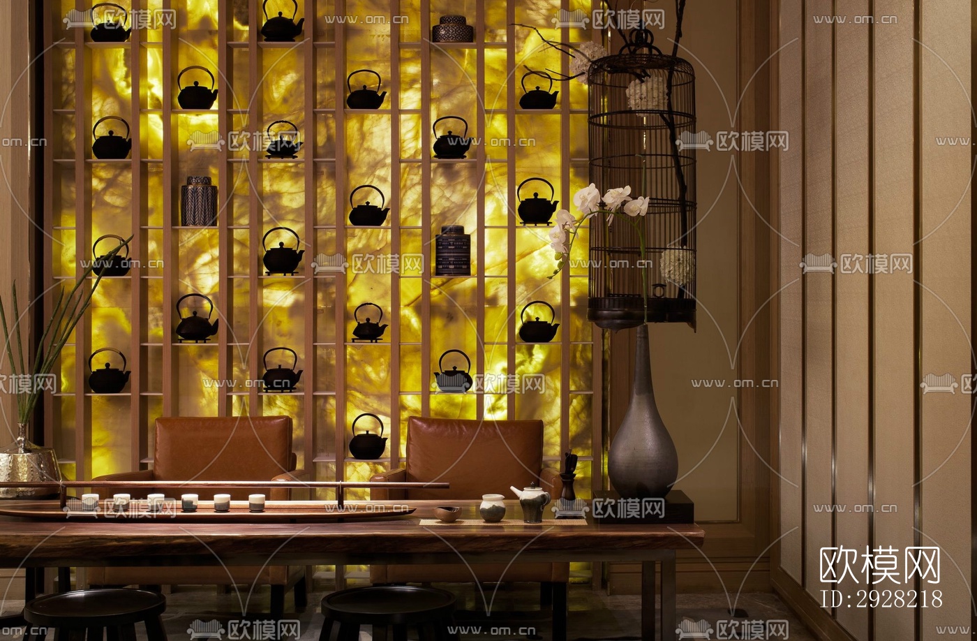 新中式平层效果图下载（渲染图5）