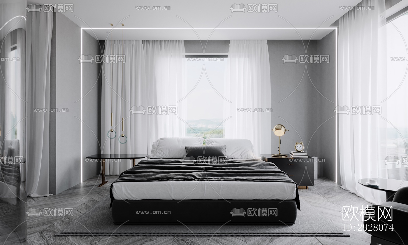 高级灰公寓效果图下载（渲染图7）