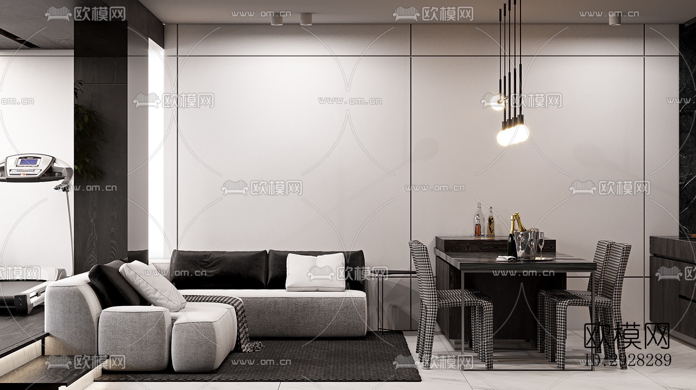 现代平层效果图下载（渲染图1）