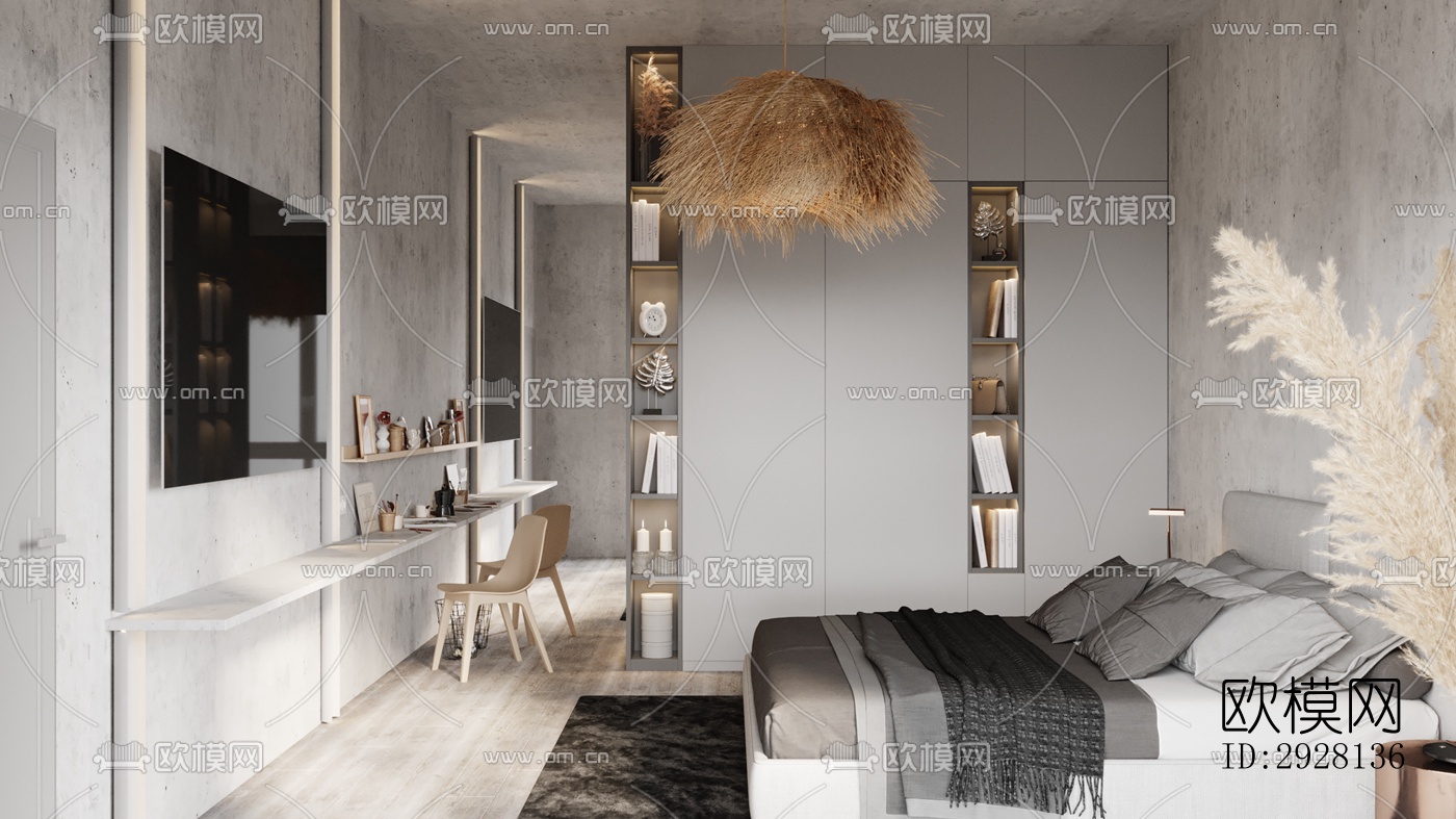 侘寂平层效果图下载（渲染图3）