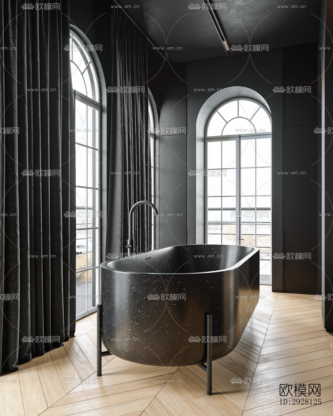 高级灰公寓效果图下载（渲染图3）