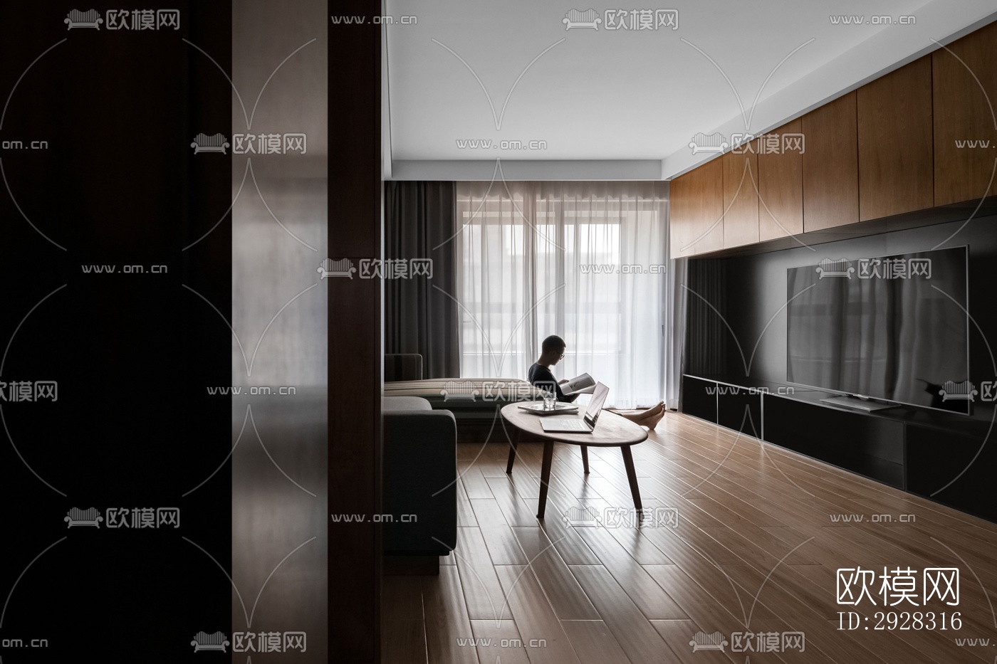 现代平层效果图下载（渲染图12）