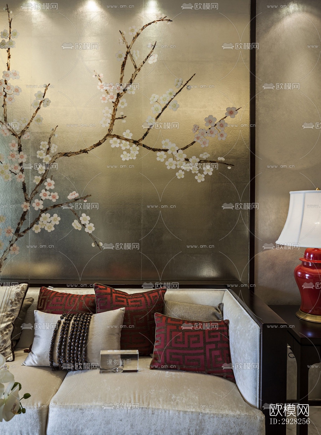 新中式平层效果图下载（渲染图11）