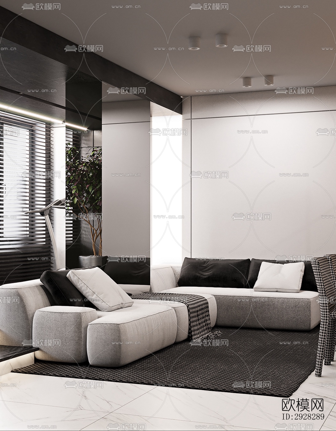 现代平层效果图下载（渲染图8）