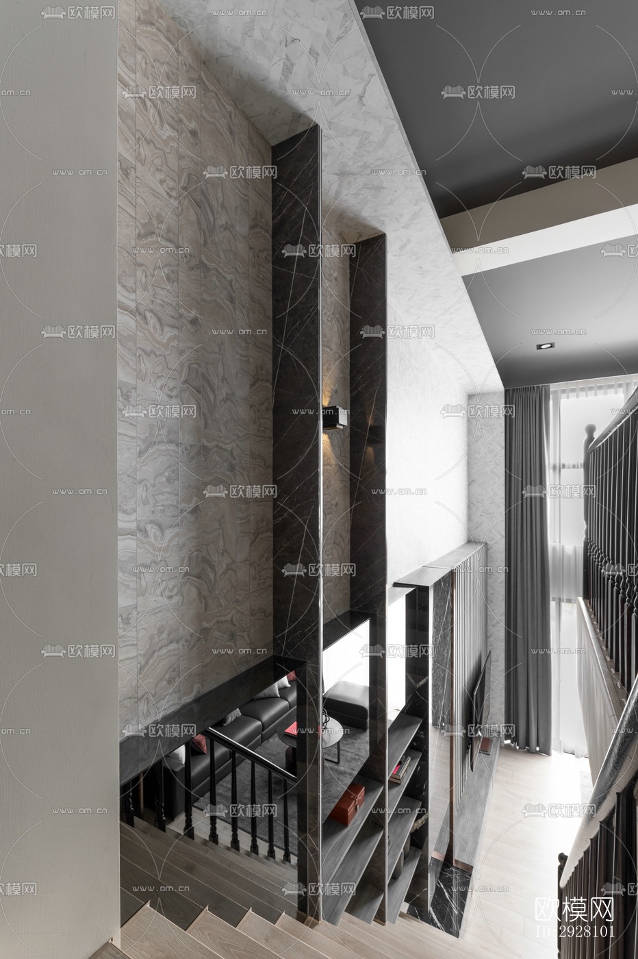 高级灰公寓效果图下载（渲染图18）