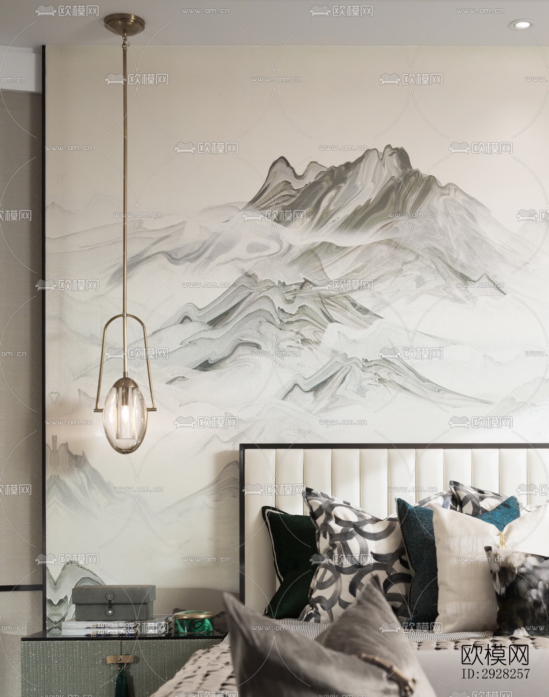 新中式平层效果图下载（渲染图5）