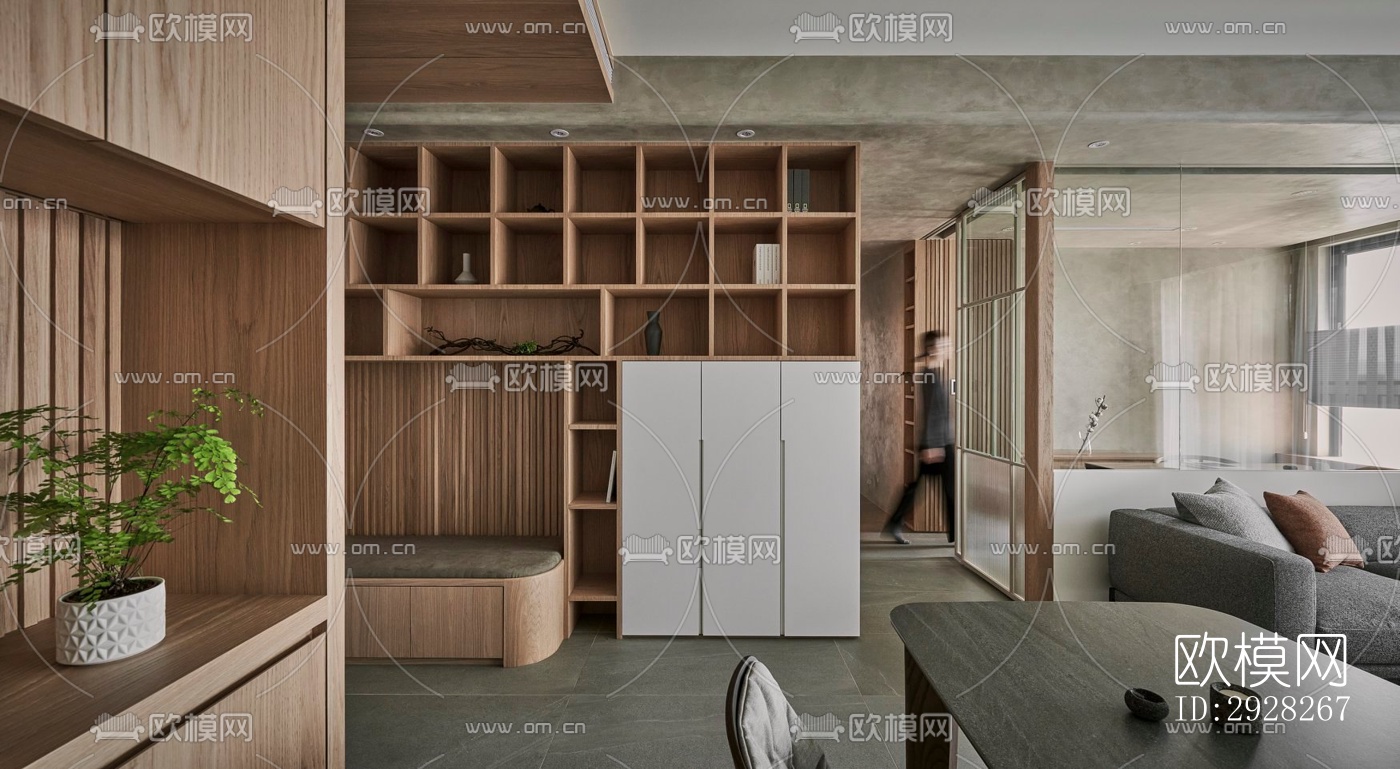 日式平层效果图下载（渲染图1）