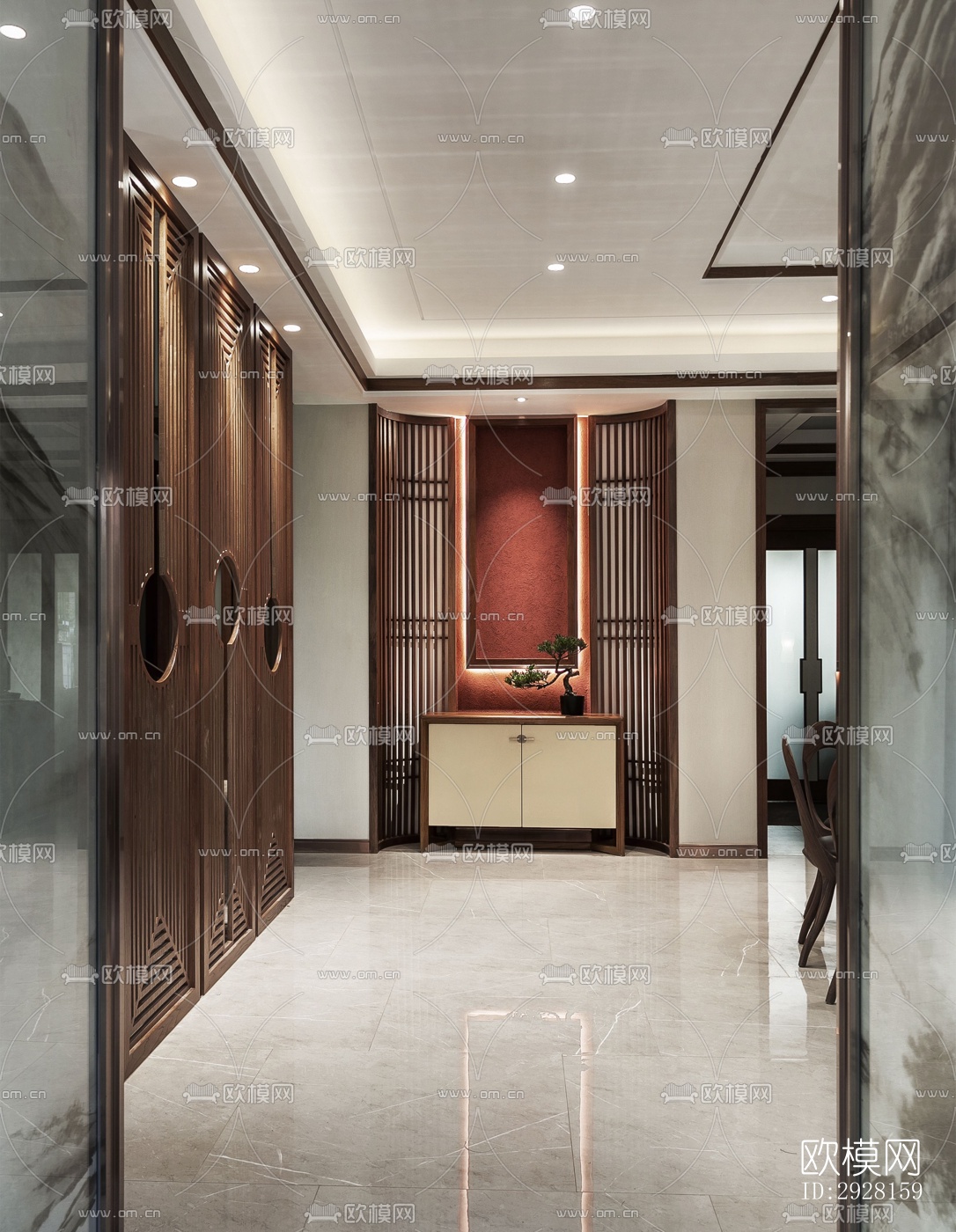 新中式平层效果图下载（渲染图7）