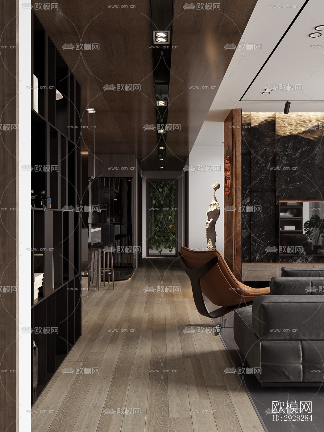 现代平层效果图下载（渲染图1）