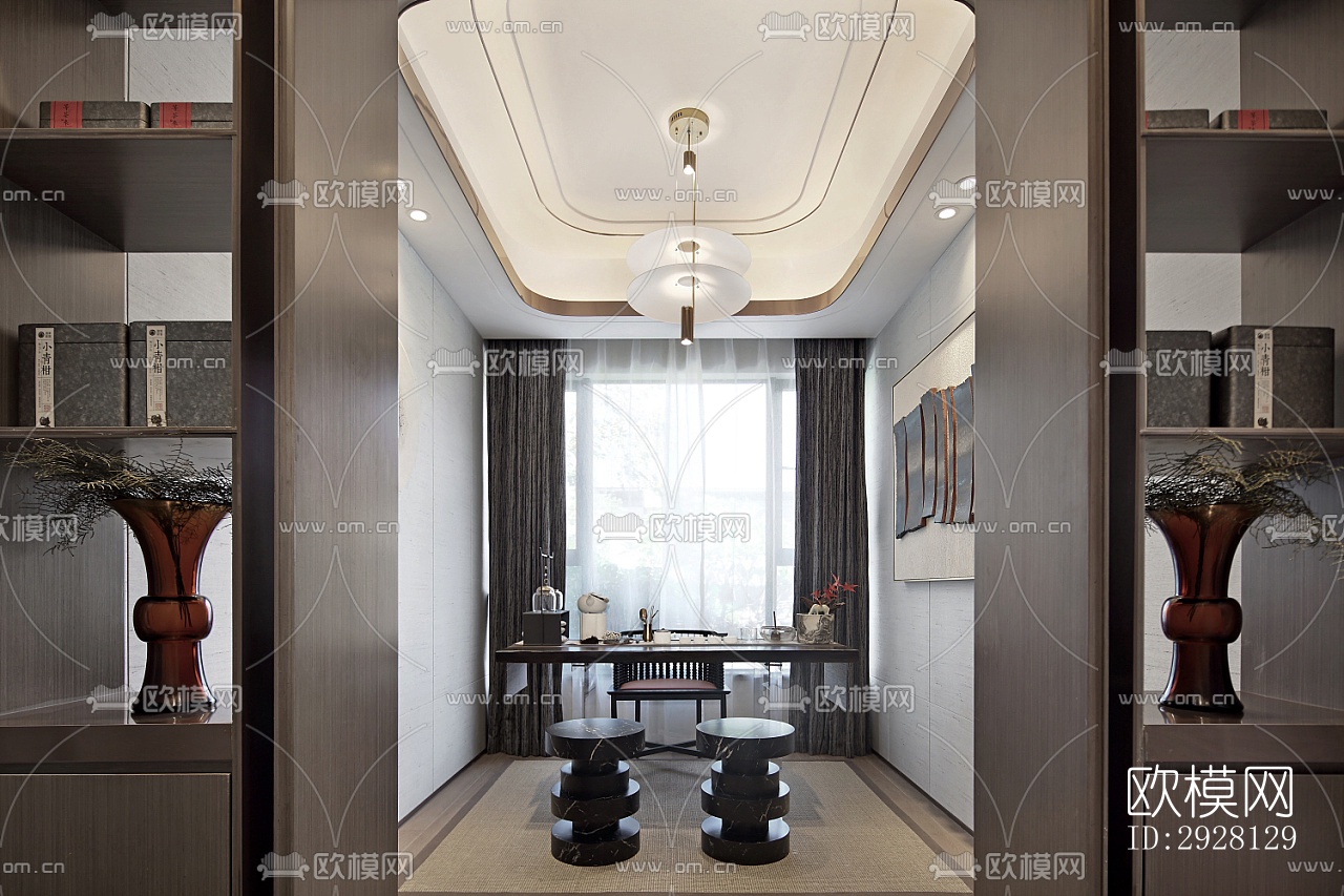 中式平层效果图下载（渲染图20）