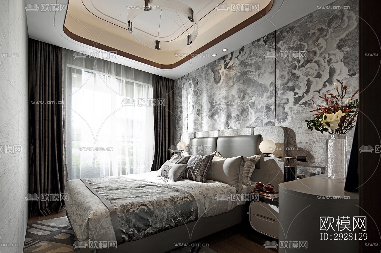 中式平层效果图下载（渲染图6）