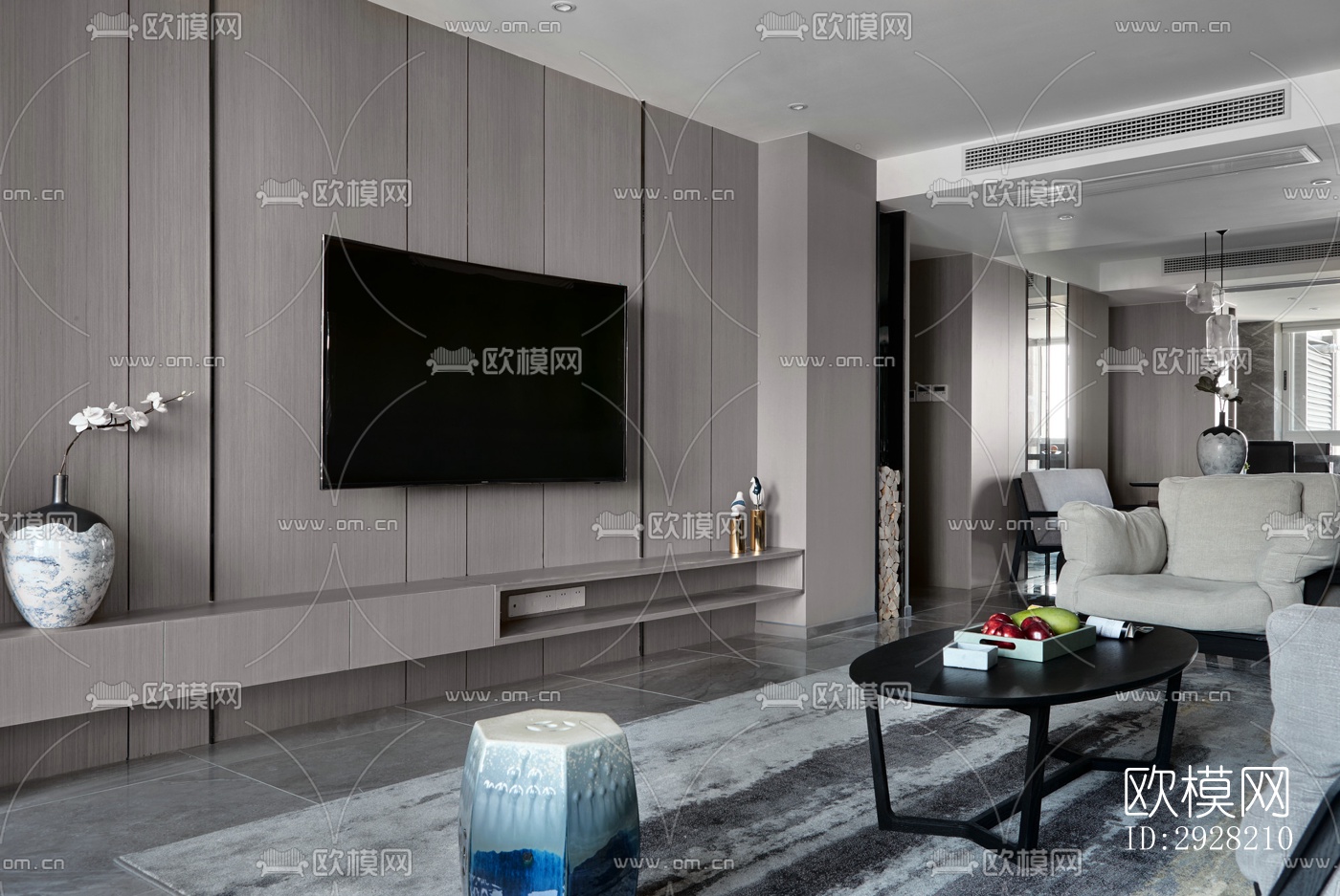 新中式平层效果图下载（渲染图14）