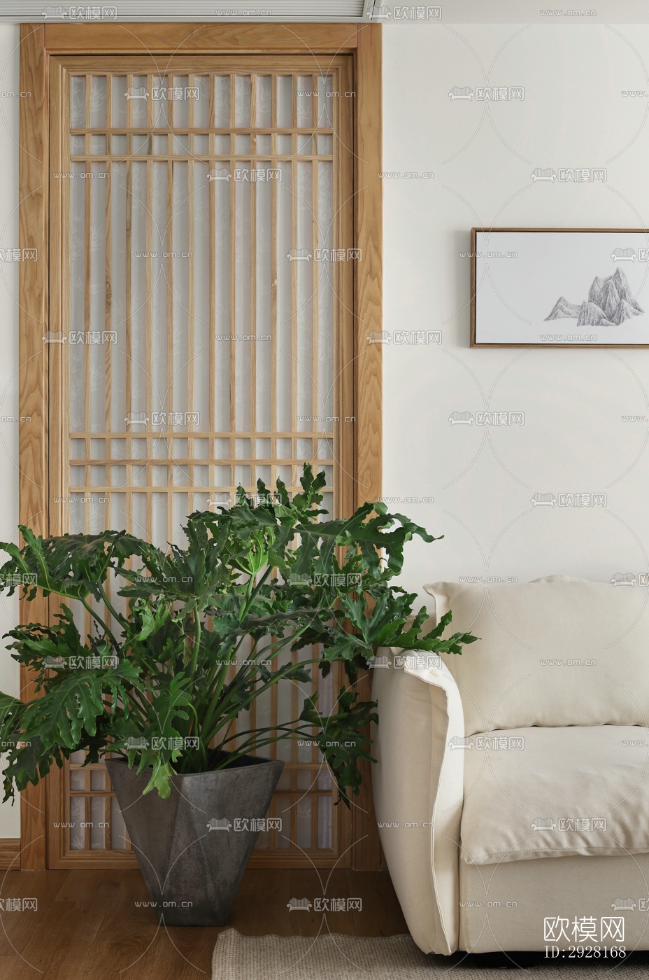 新中式平层效果图下载（渲染图13）