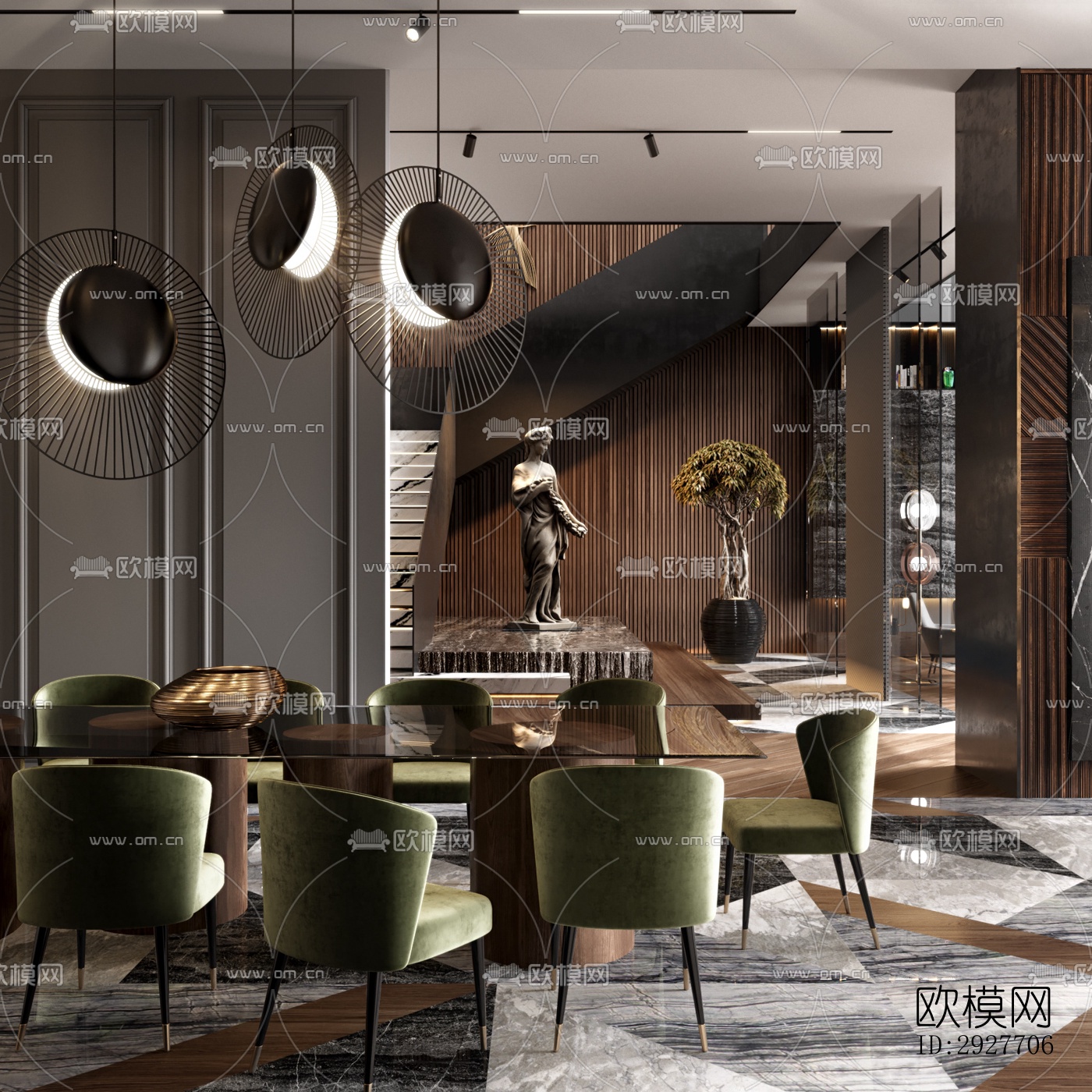 高级灰别墅效果图下载（渲染图10）