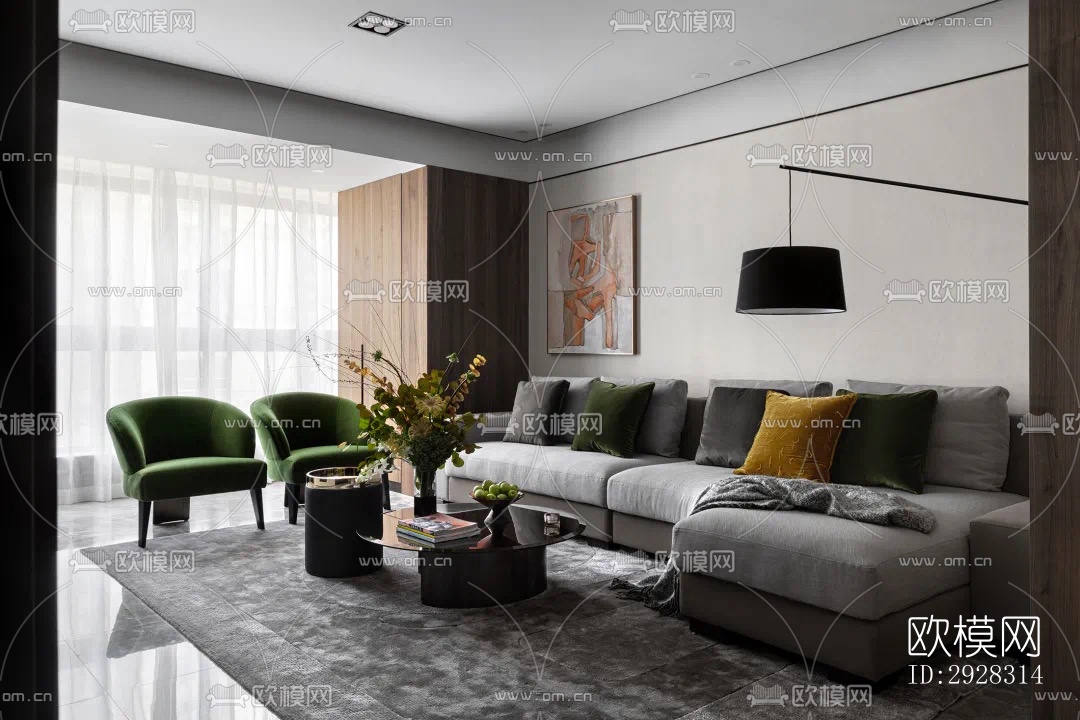 现代平层效果图下载（渲染图9）