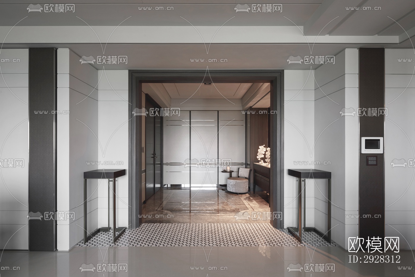 现代平层效果图下载（渲染图1）