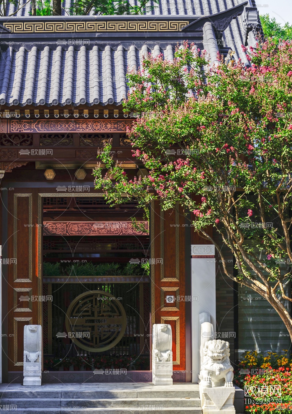 新中式平层效果图下载（渲染图1）