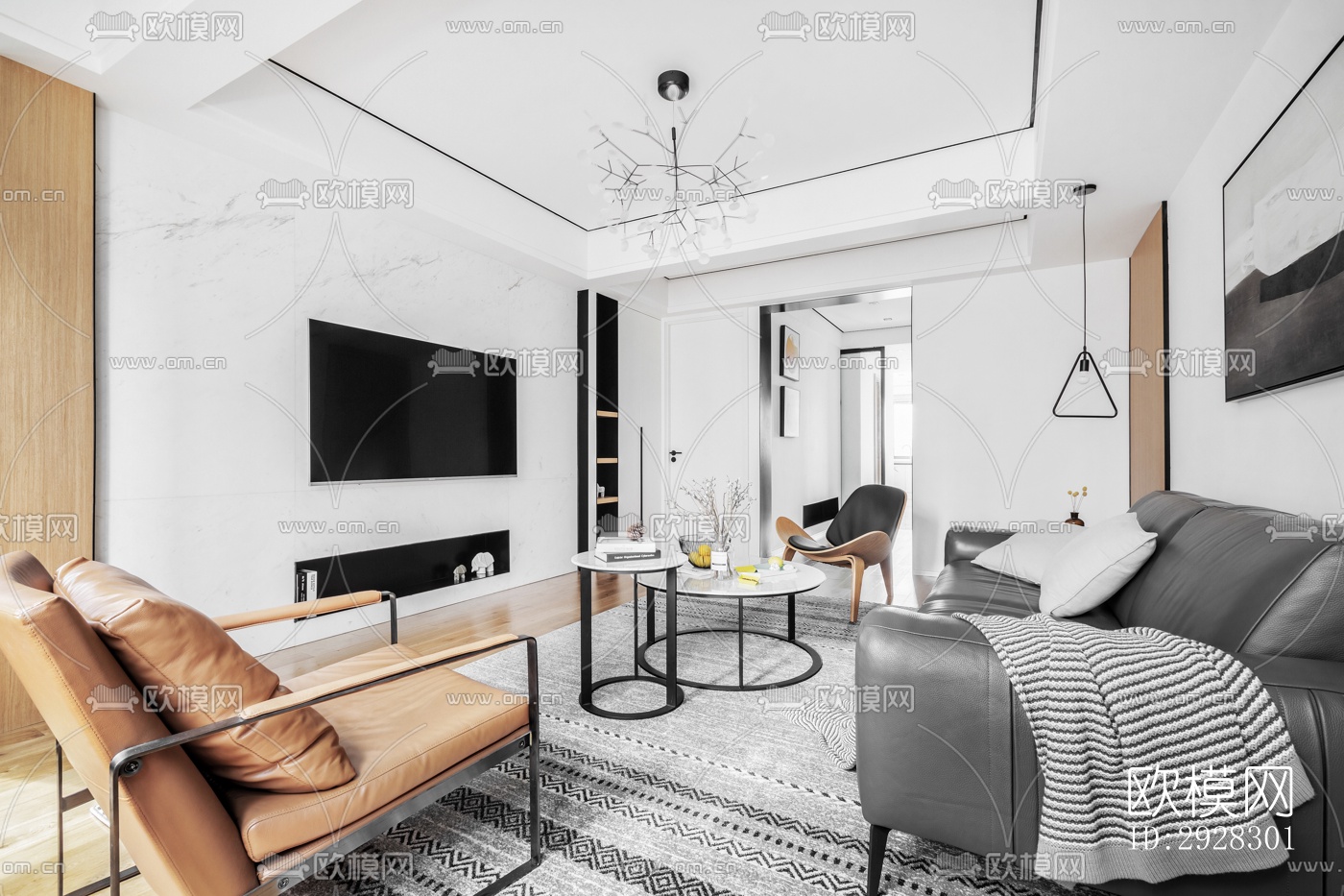 现代平层效果图下载（渲染图9）