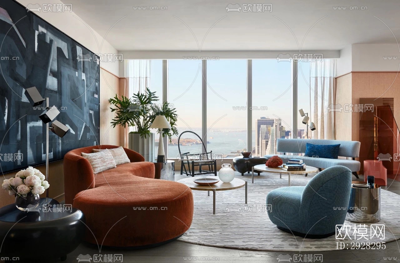 现代平层效果图下载（渲染图1）