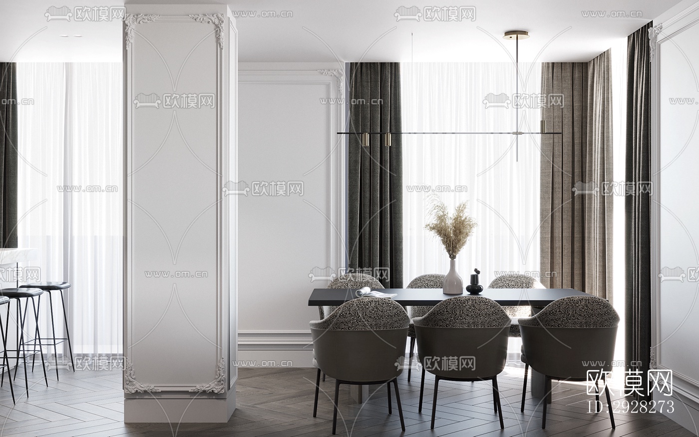 欧式平层效果图下载（渲染图13）