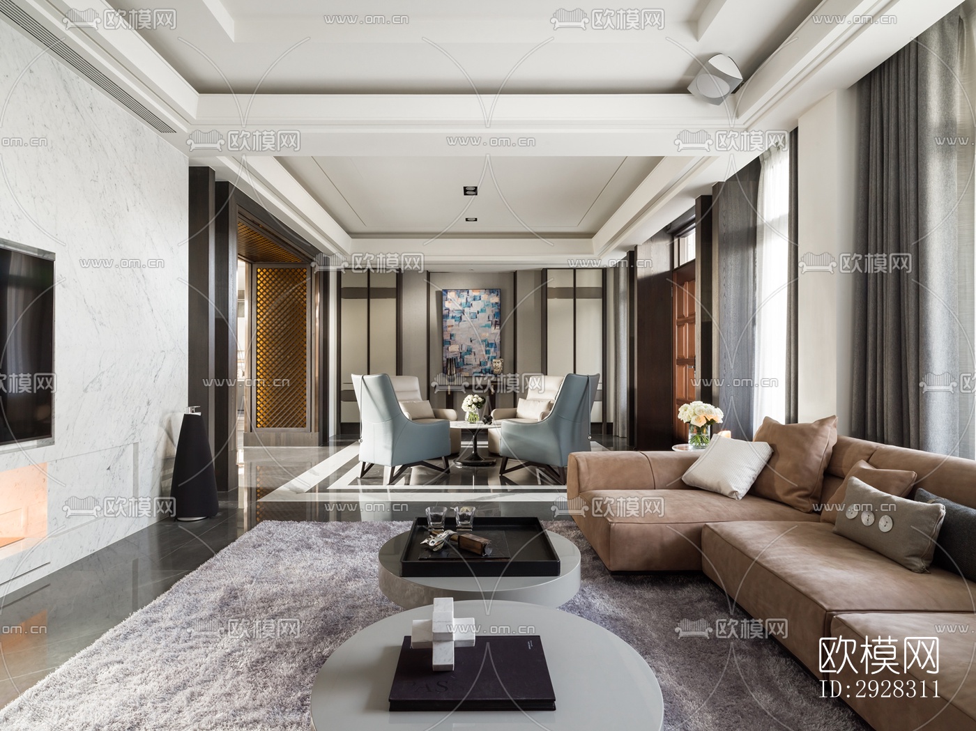 现代平层效果图下载（渲染图8）