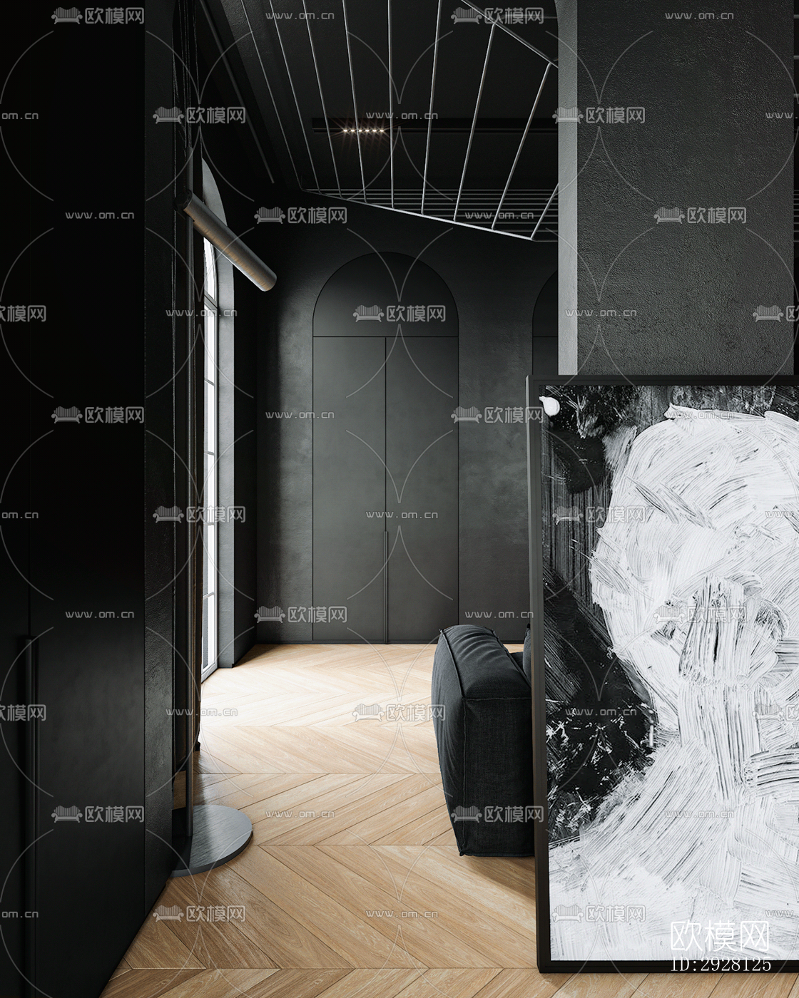 高级灰公寓效果图下载（渲染图10）