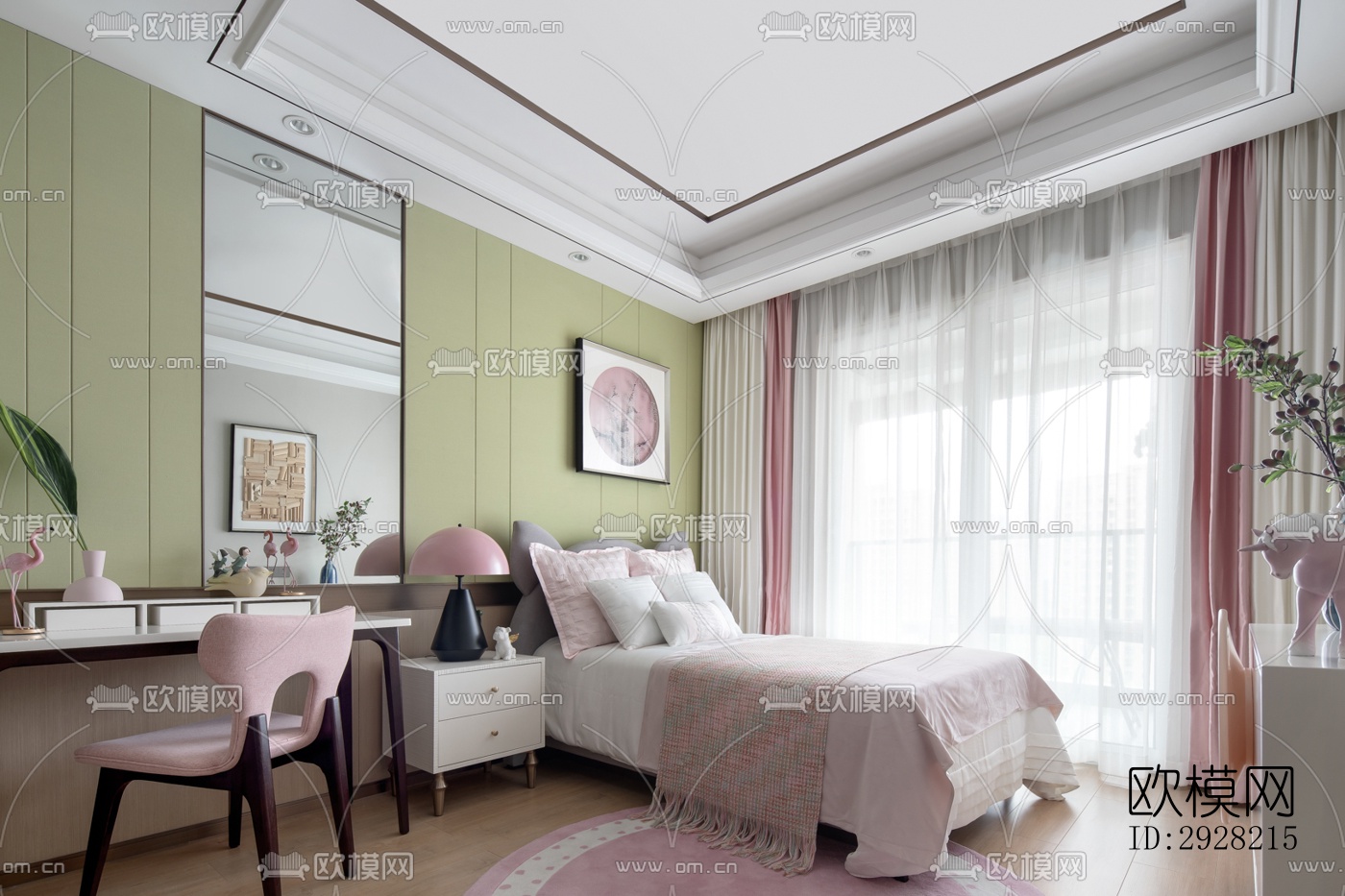 新中式平层效果图下载（渲染图11）