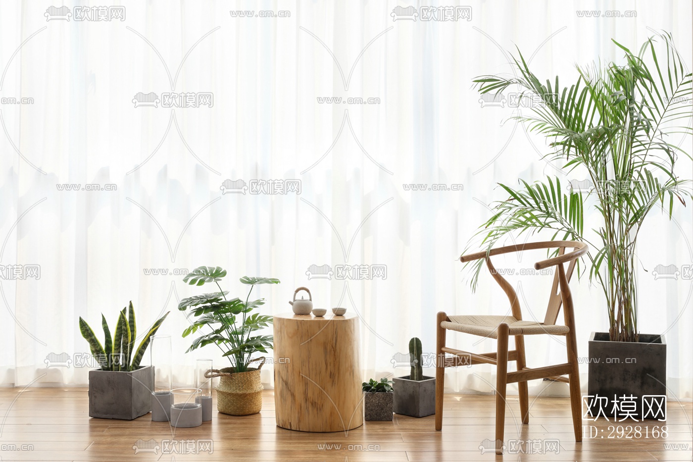 新中式平层效果图下载（渲染图16）